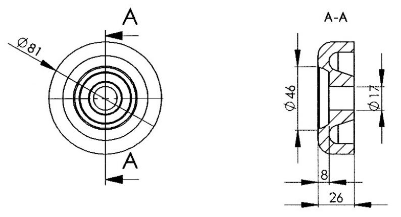 Tappo terminale per chiglia a rullo - 402809.027 - rimorchio per barche