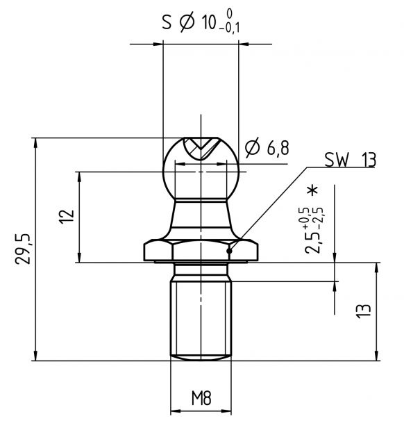 Perno a sfera - 416904.001 - Molle a gas Materiale di montaggio