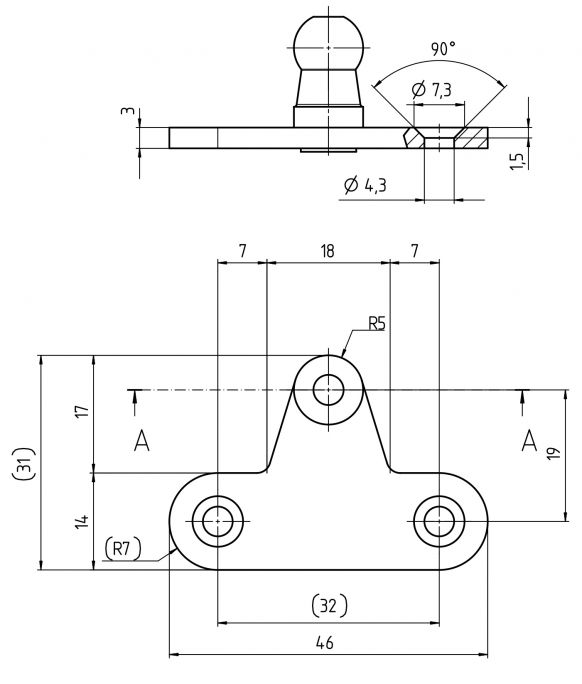 Piastra angolare - 416935.001 - Molle a gas Materiale di montaggio